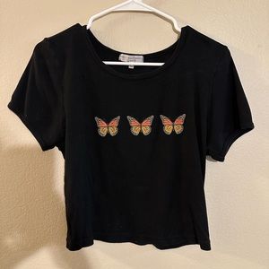 Truly Madly Deeply butterfly cropped shirt
